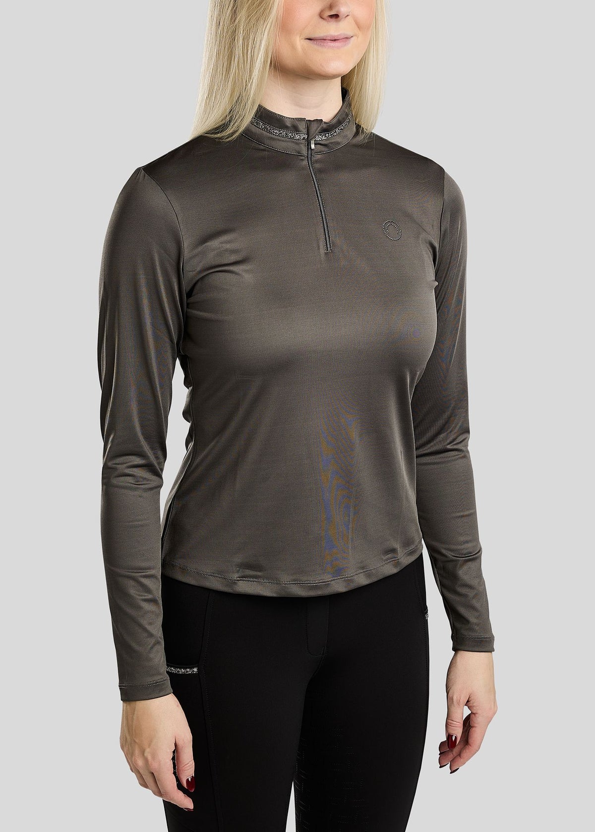 MoMaisy polo manga larga con detalles Gun Metal - Gris