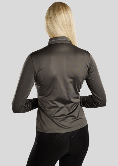 MoMaisy polo manga larga con detalles Gun Metal - Gris