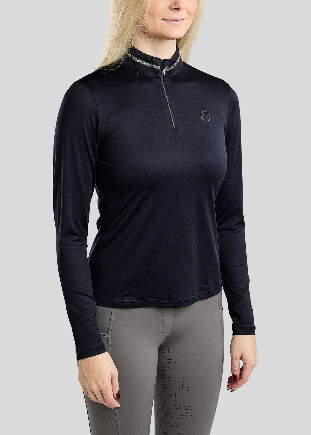 MoMaisy polo manga larga con detalles Gun Metal - Navy