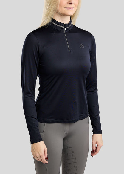 MoMaisy polo manga larga con detalles Gun Metal - Navy
