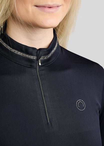 MoMaisy polo manga larga con detalles Gun Metal - Navy
