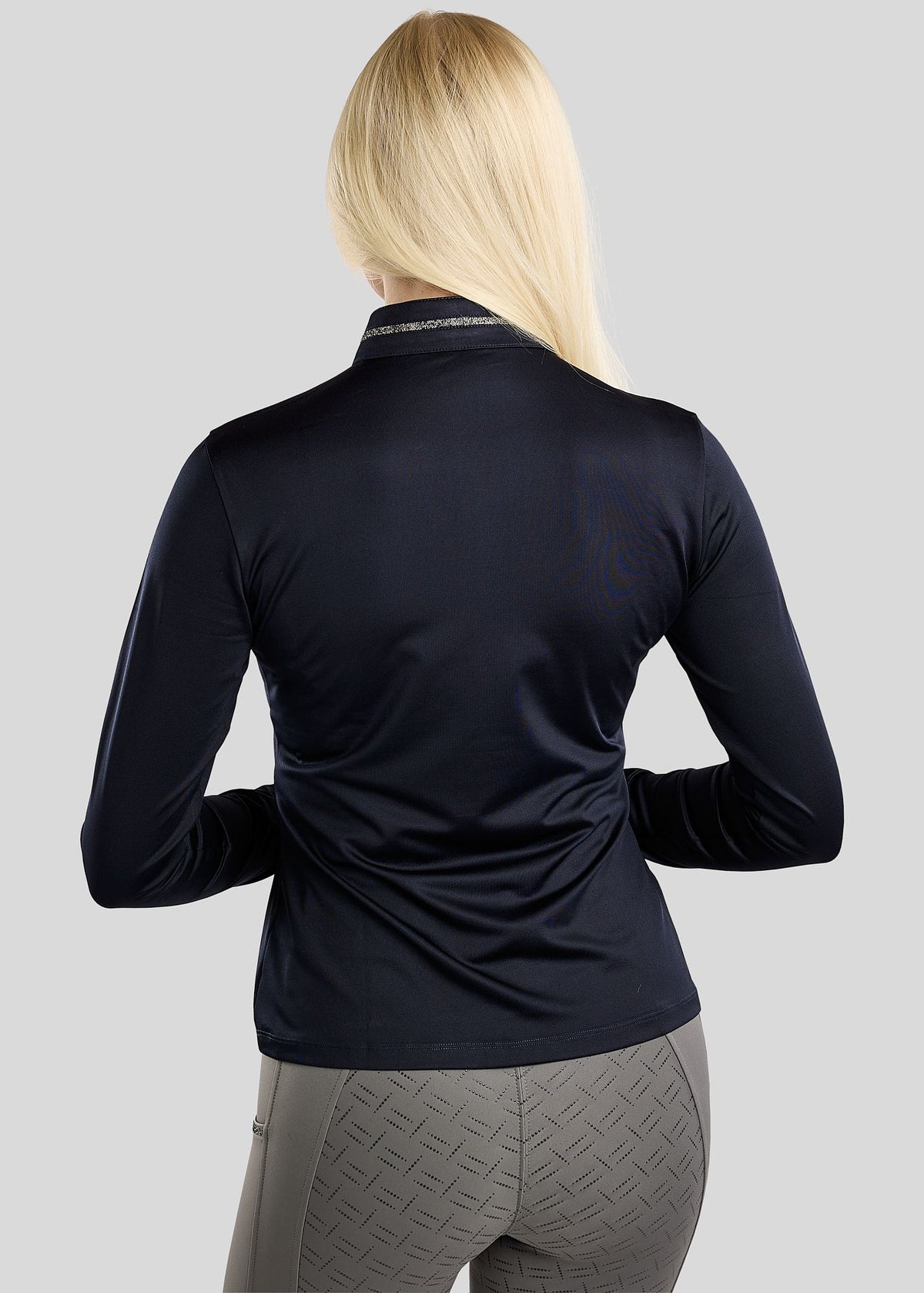 MoMaisy polo manga larga con detalles Gun Metal - Navy