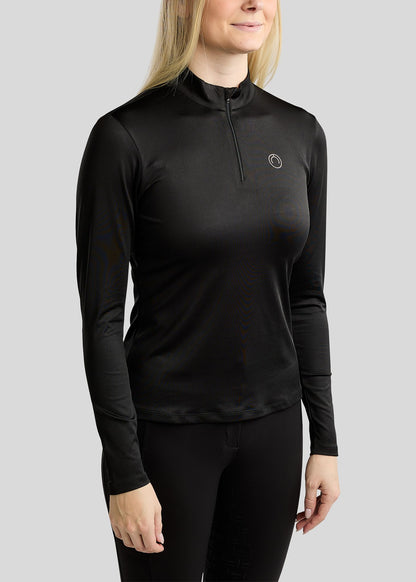 MoFair Polo de Manga Larga con logo en Gun Metal - Negro