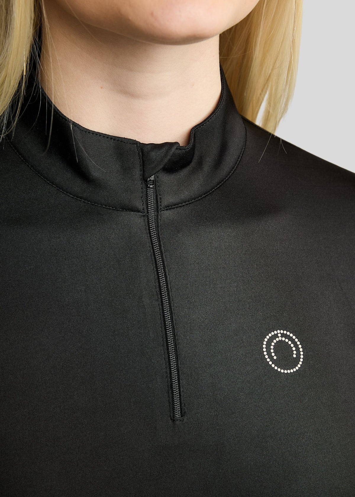 MoFair Polo de Manga Larga con logo en Gun Metal - Negro