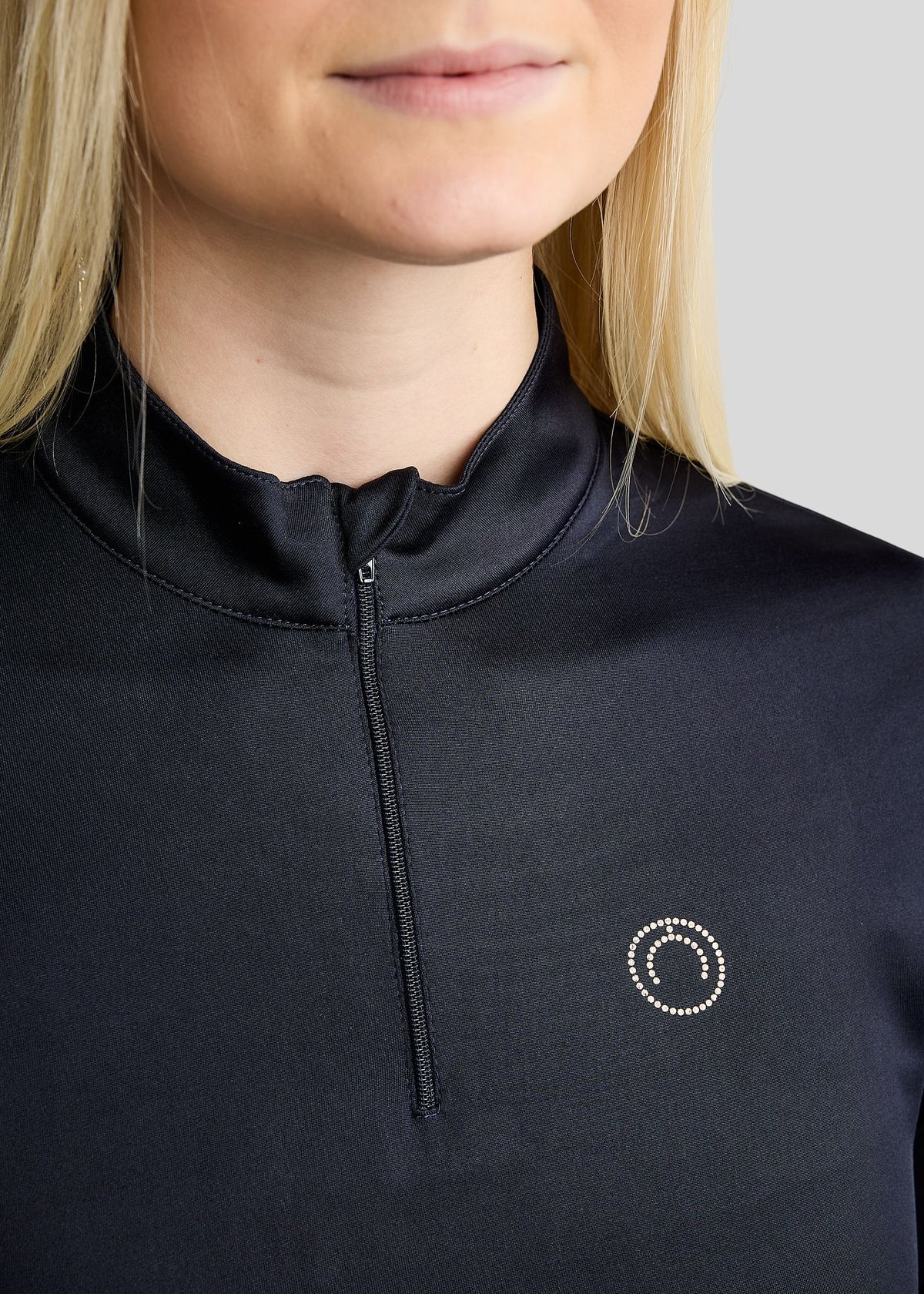 MoFair Polo de Manga Larga con logo en Gun Metal - Navy