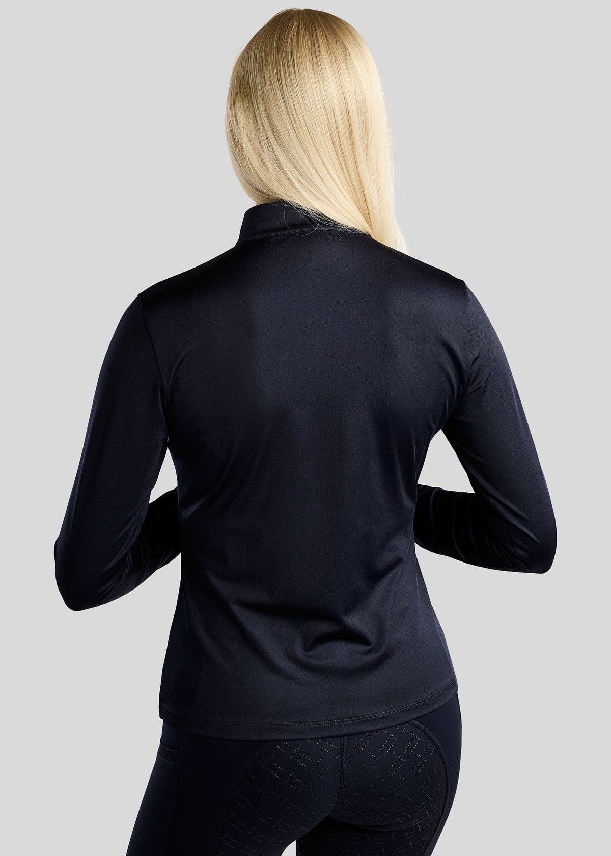 MoFair Polo de Manga Larga con logo en Gun Metal - Navy