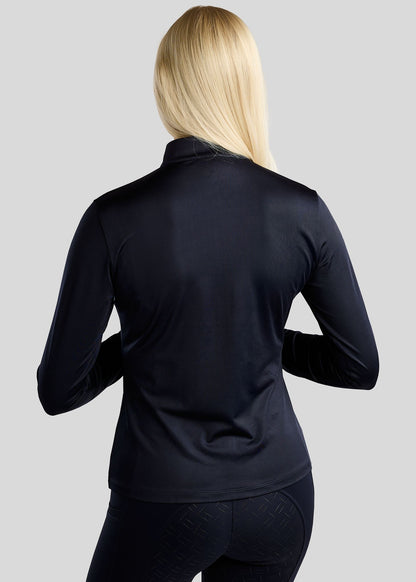 MoFair Polo de Manga Larga con logo en Gun Metal - Navy
