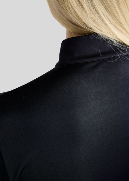 MoFair Polo de Manga Larga con logo en Gun Metal - Navy