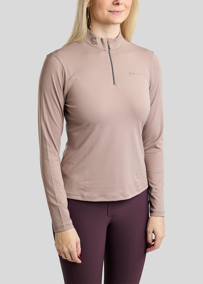 MoMegan polo manga larga con logo en Gun Metal - Rose Grey