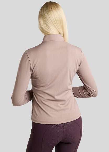 MoMegan polo manga larga con logo en Gun Metal - Rose Grey
