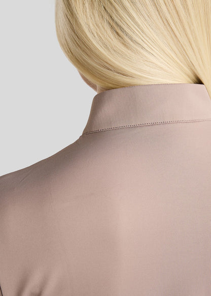 MoMegan polo manga larga con logo en Gun Metal - Rose Grey