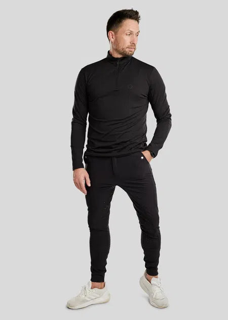 MoEric Polo de manga larga con cremallera - Negro