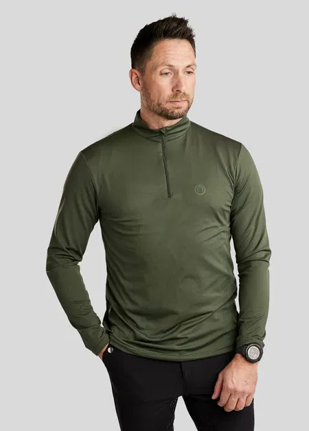 MoEric Polo de manga larga con cremallera - Olive