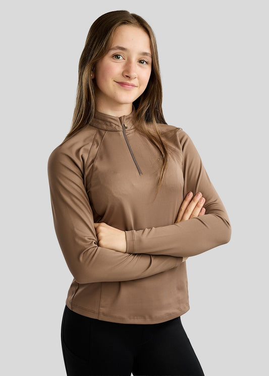 MoWilma Junior Polo de Manga Larga con Cristales Golden Quartz - Nougat Brown