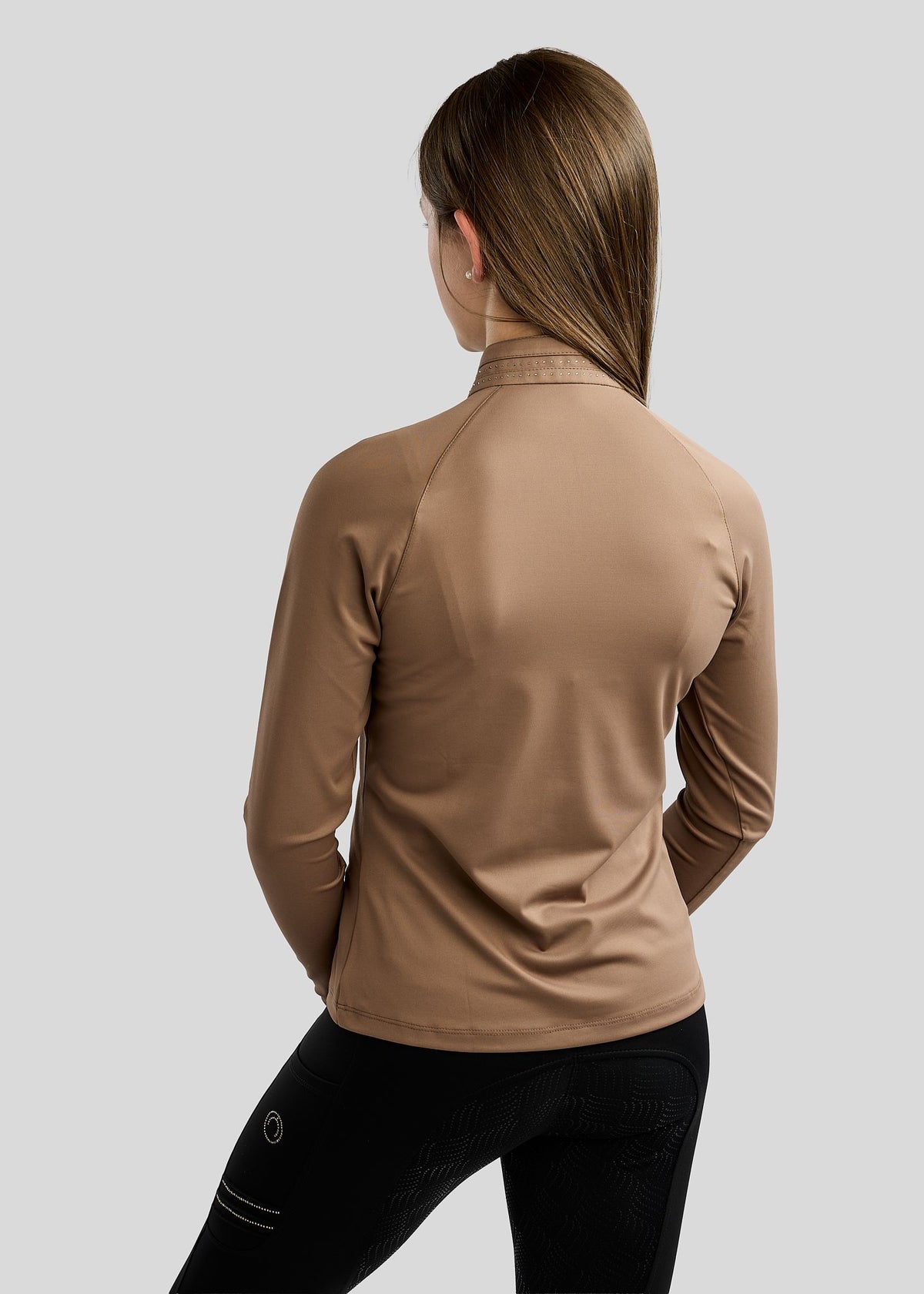 MoWilma Junior Polo de Manga Larga con Cristales Golden Quartz - Nougat Brown