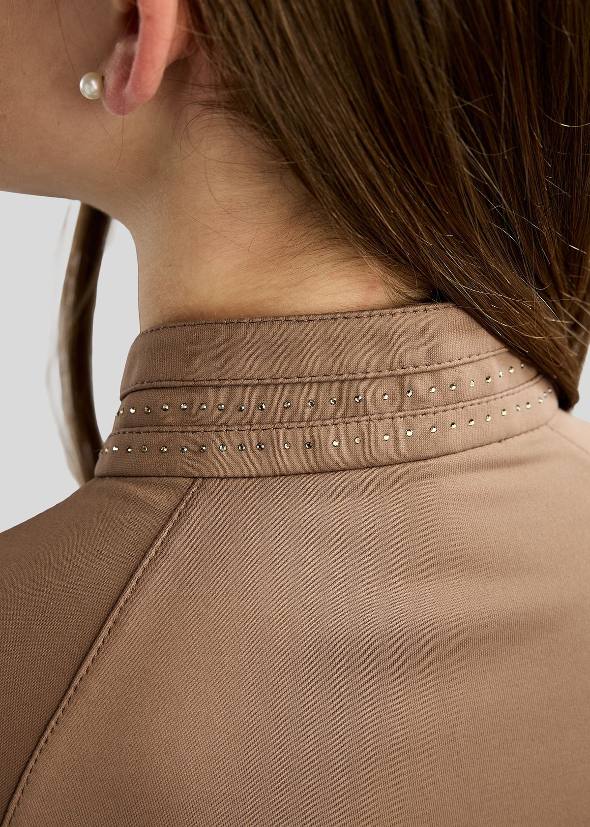 MoWilma Junior Polo de Manga Larga con Cristales Golden Quartz - Nougat Brown
