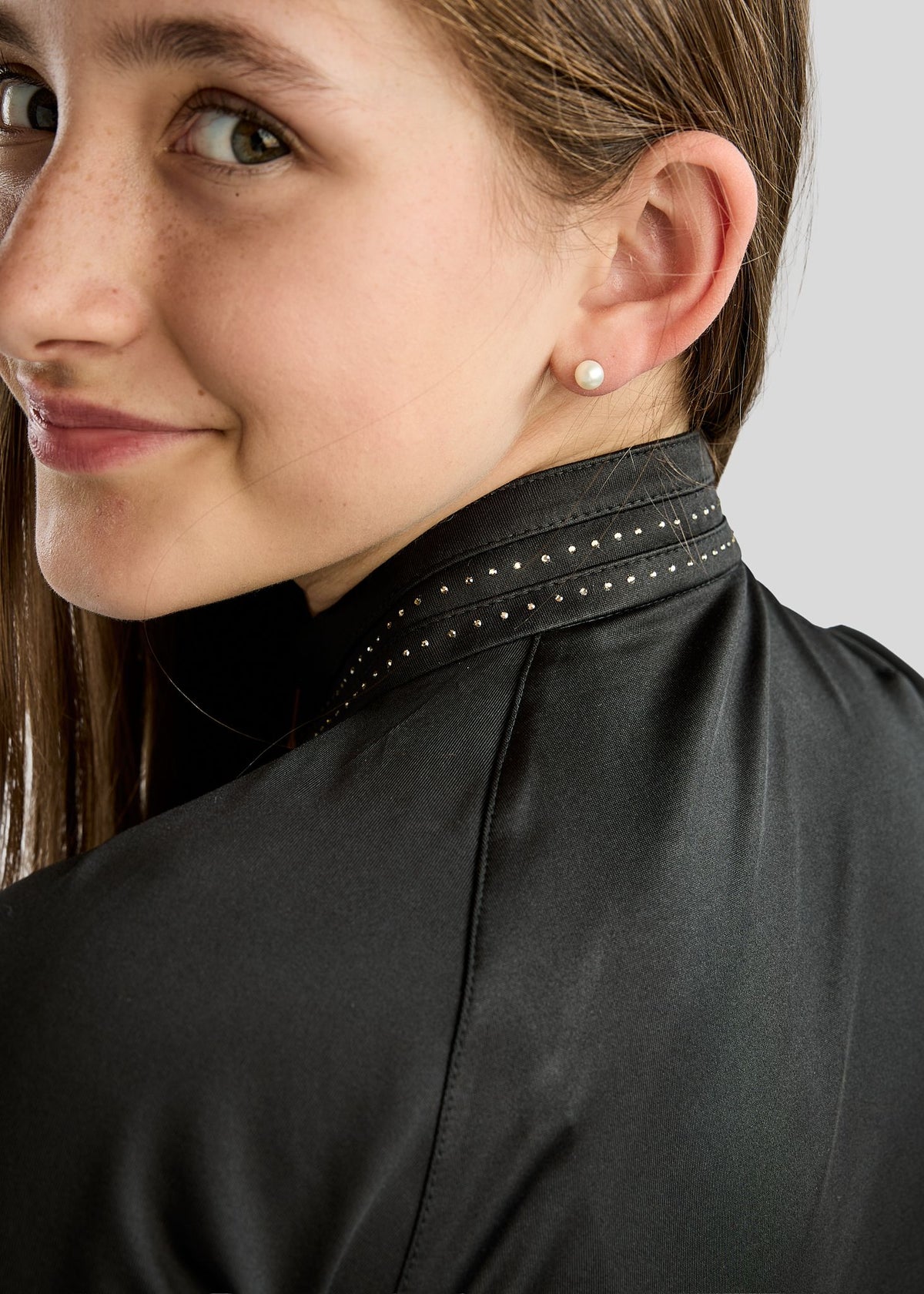 MoWilma Junior Polo de Manga Larga con Cristales Golden Quartz - Negro