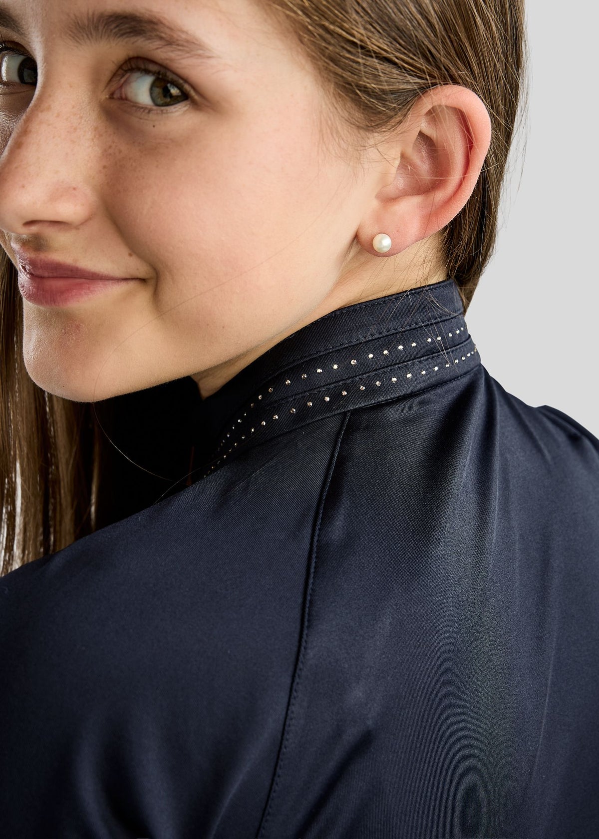 MoWilma Junior Polo de Manga Larga con Cristales Golden Quartz - Navy