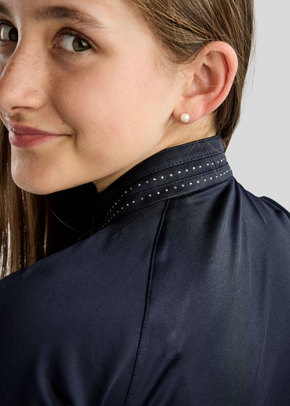 MoWilma Junior Polo de Manga Larga con Cristales Golden Quartz - Navy