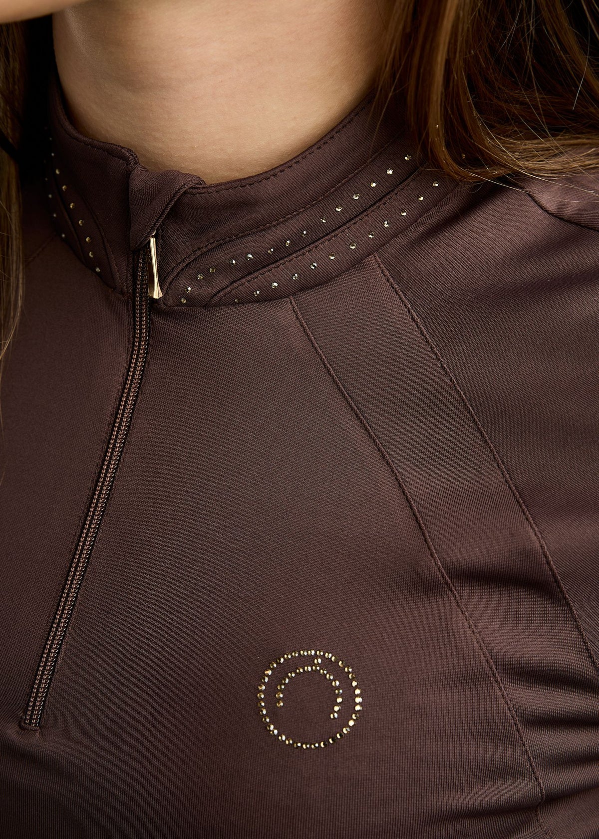 MoWilma Junior Polo de Manga Larga con Cristales Golden Quartz - Black Peony