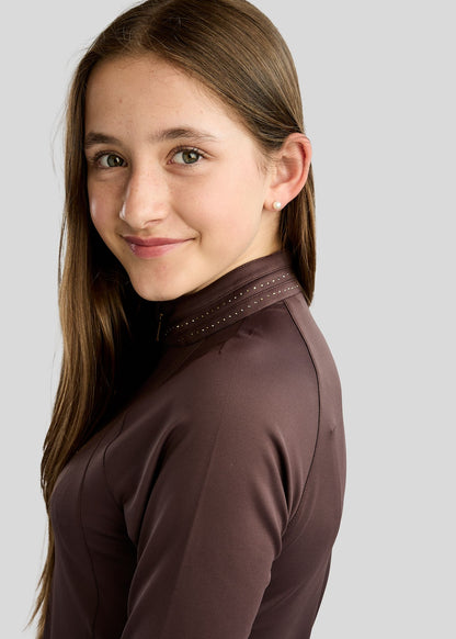 MoWilma Junior Polo de Manga Larga con Cristales Golden Quartz - Black Peony