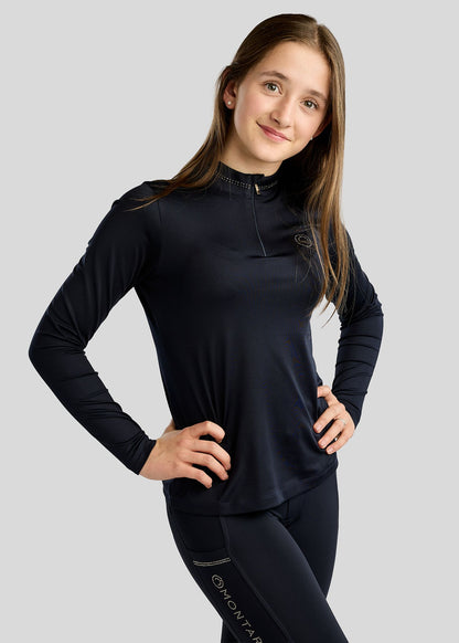 MoEverline Junior Polo Golden Quarz manga larga - Negro