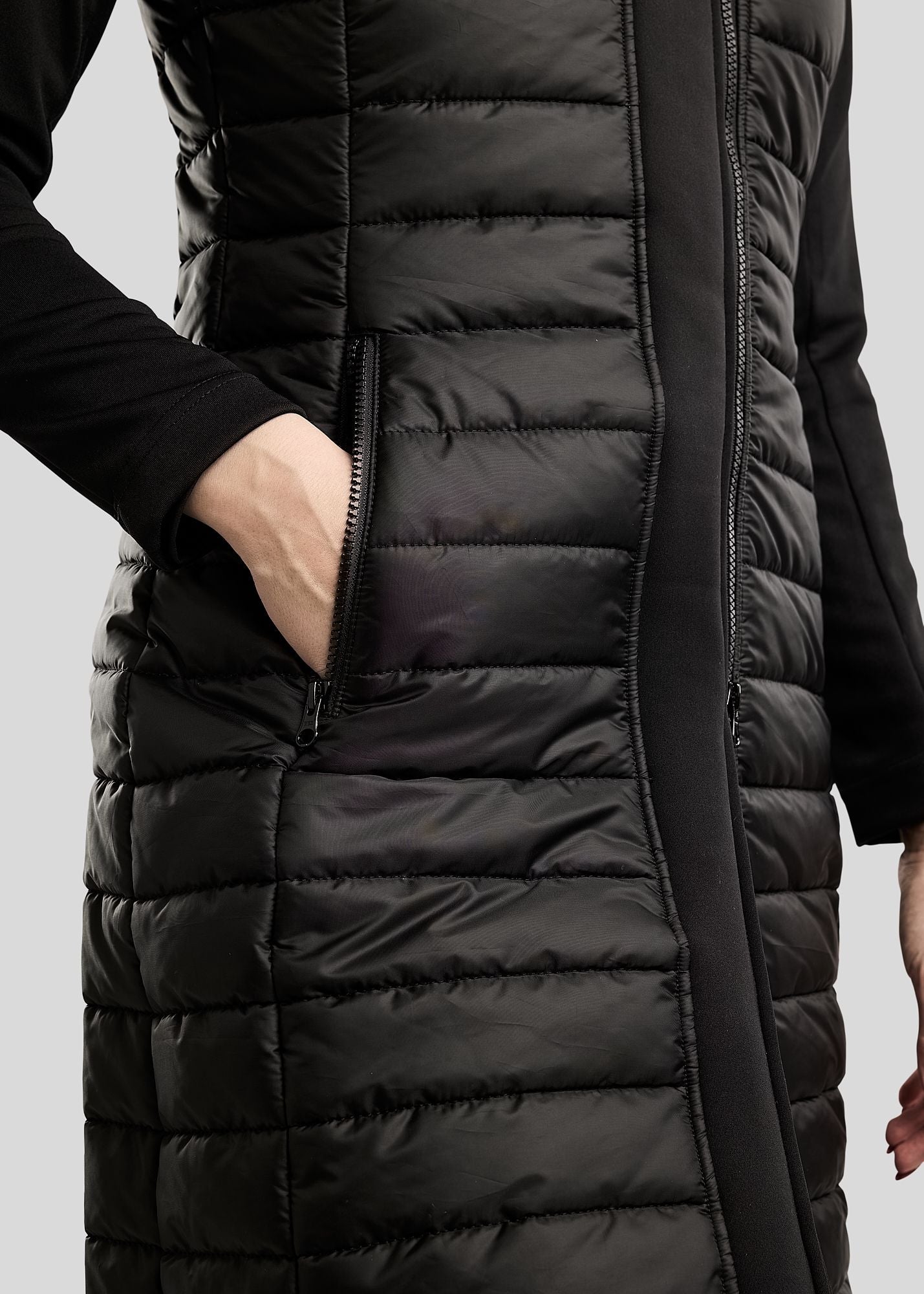Emma Hybrid Long chaqueta larga - Negro