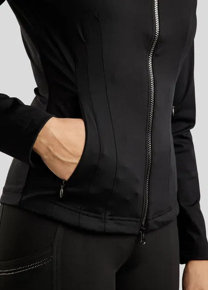 MoZira REFINED chaqueta con Pintucks y Gun Metal Crystals - Negro