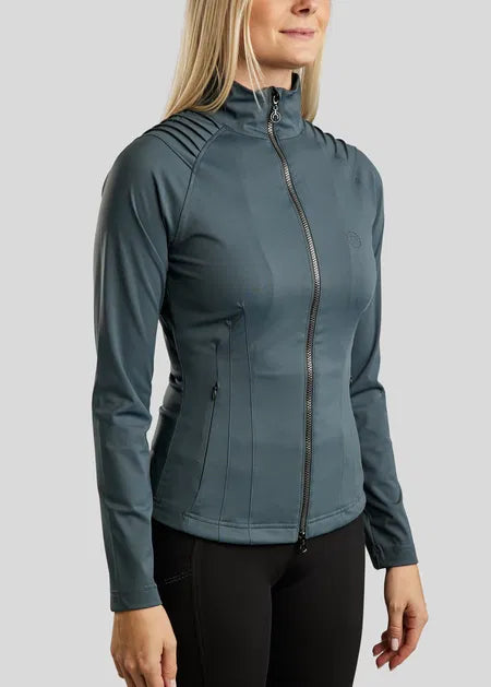 MoZira REFINED Jacket with Pintucks and Gun Metal Crystals - Dark Slate