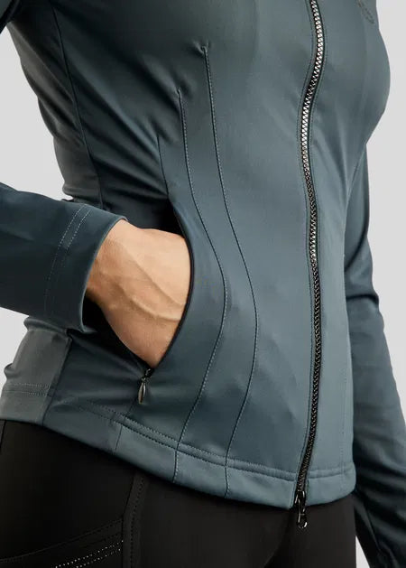 MoZira REFINED Jacket with Pintucks and Gun Metal Crystals - Dark Slate