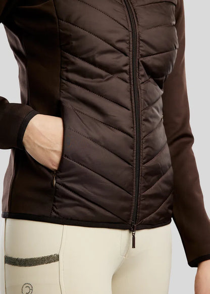 MoEliza Chaqueta híbrida con capucha desmontable y cristales Gun Metal - Marrón