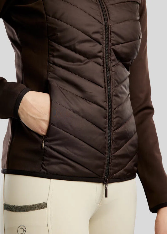 MoEliza Chaqueta híbrida con capucha desmontable y cristales Gun Metal - Marrón