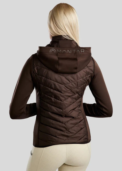 MoEliza Chaqueta híbrida con capucha desmontable y cristales Gun Metal - Marrón