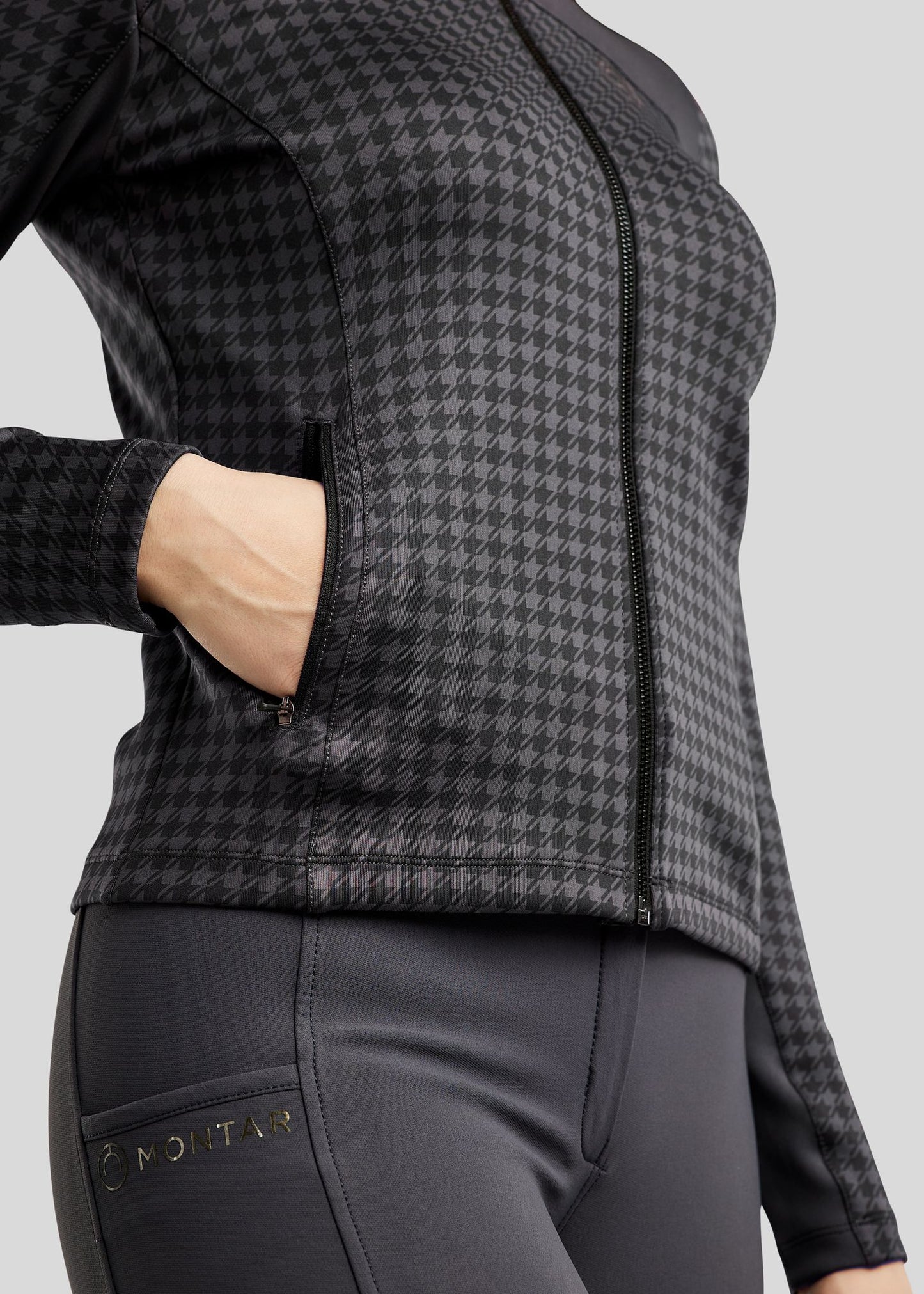 MoHannah chaqueta con pata gallo print - Slate Grey