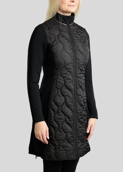 MoVeronica Chaqueta Híbrida Larga Montar con detalles Golden Quartz Crystal - Negro
