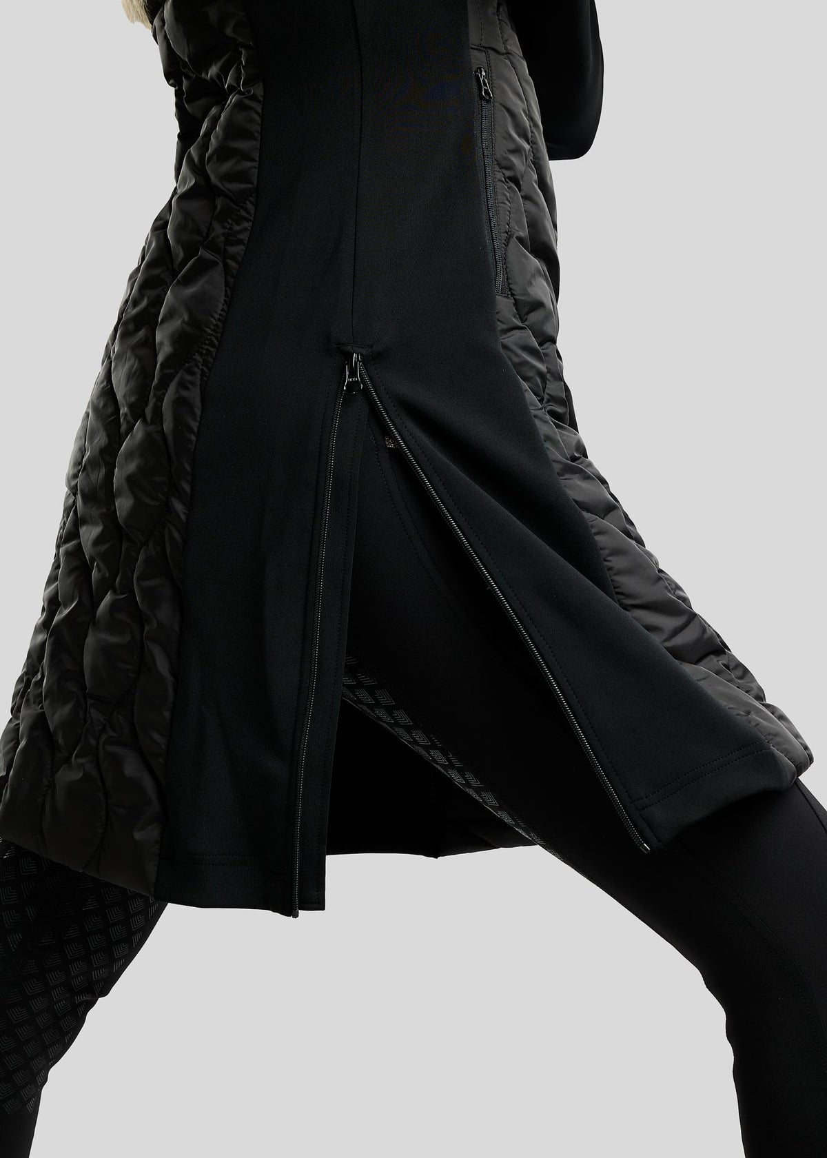 MoVeronica Chaqueta Híbrida Larga Montar con detalles Golden Quartz Crystal - Negro