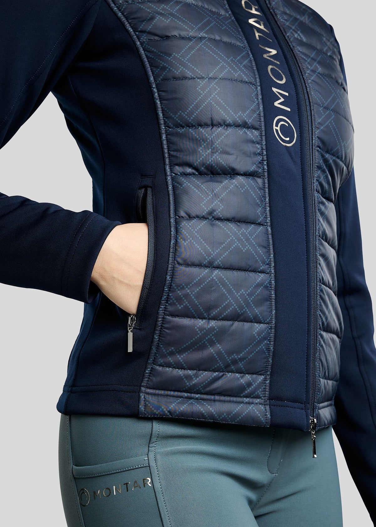 MoLeia Chaqueta Híbrida Montar diseño Ternet Lumber Check - Navy