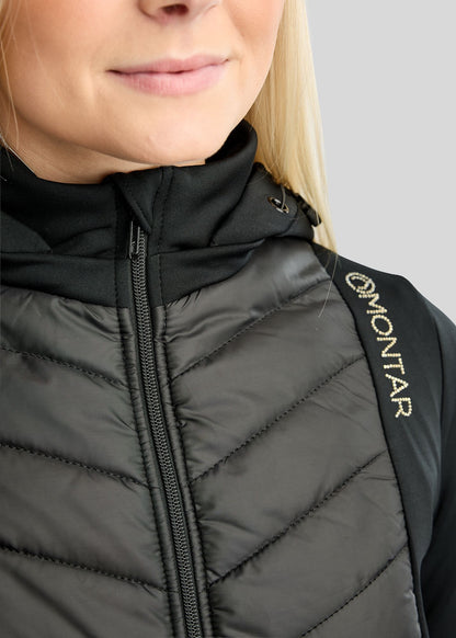 MoEverline Chaqueta Híbrida Montar con Capucha Desmontable y detalles Golden Quartz - Negro