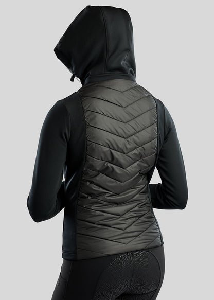 MoEverline Chaqueta Híbrida Montar con Capucha Desmontable y detalles Golden Quartz - Negro