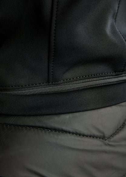 MoEverline Chaqueta Híbrida Montar con Capucha Desmontable y detalles Golden Quartz - Negro