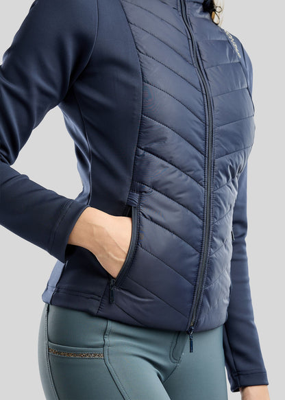 MoEverline Chaqueta Híbrida Montar con Capucha Desmontable y detalles Golden Quartz - Navy