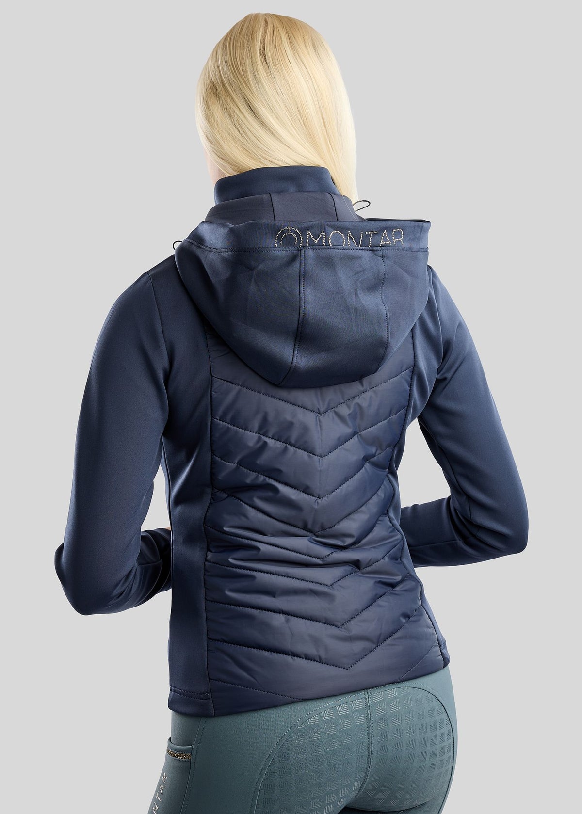 MoEverline Chaqueta Híbrida Montar con Capucha Desmontable y detalles Golden Quartz - Navy