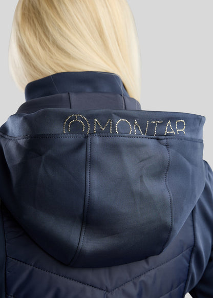 MoEverline Chaqueta Híbrida Montar con Capucha Desmontable y detalles Golden Quartz - Navy