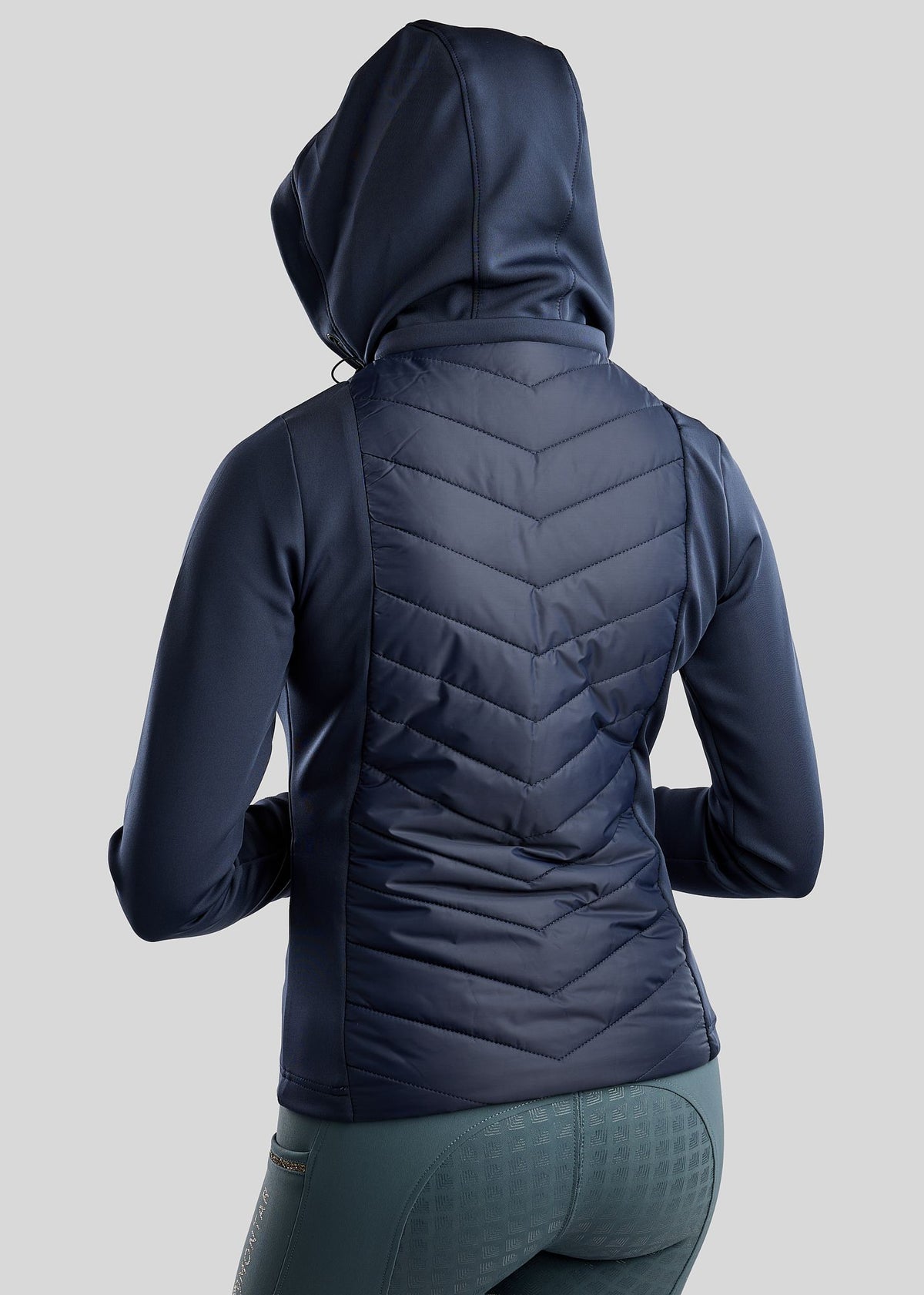 MoEverline Chaqueta Híbrida Montar con Capucha Desmontable y detalles Golden Quartz - Navy