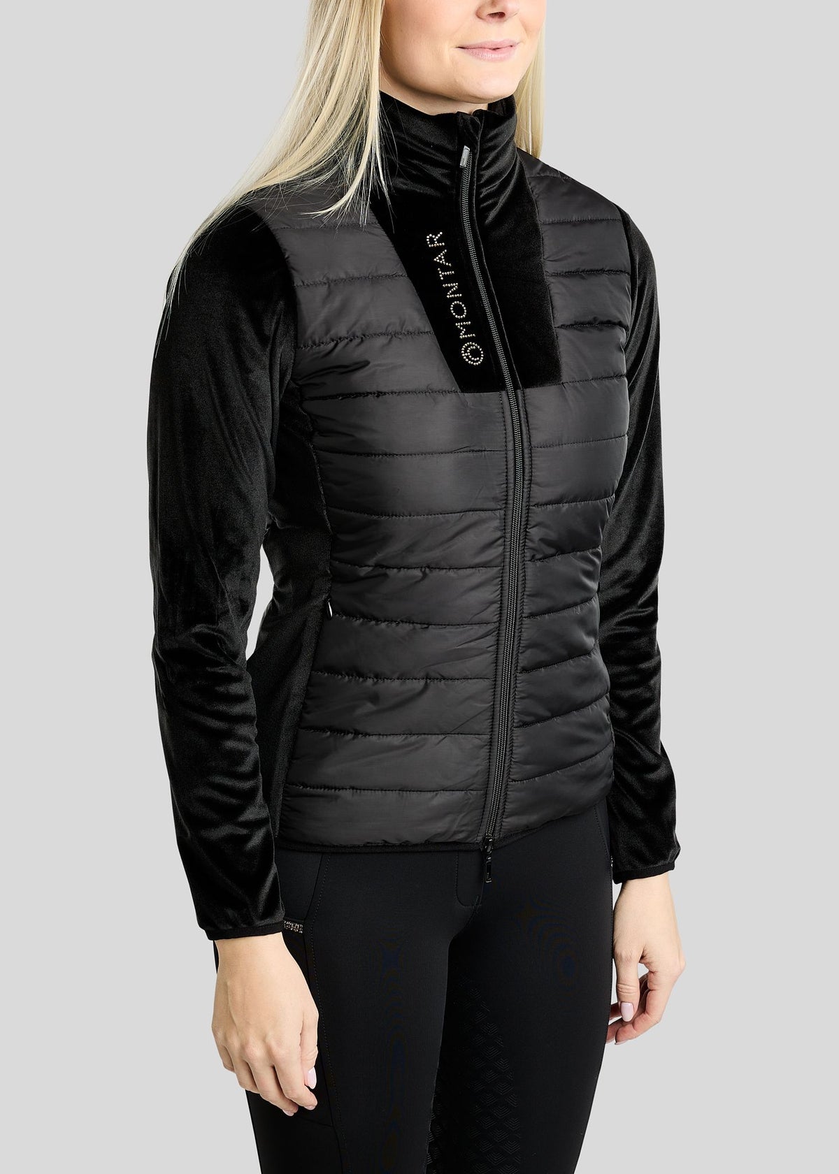 MoValerie Chaqueta Velvet Híbrida Montar con detalles Golden Quartz - Negro