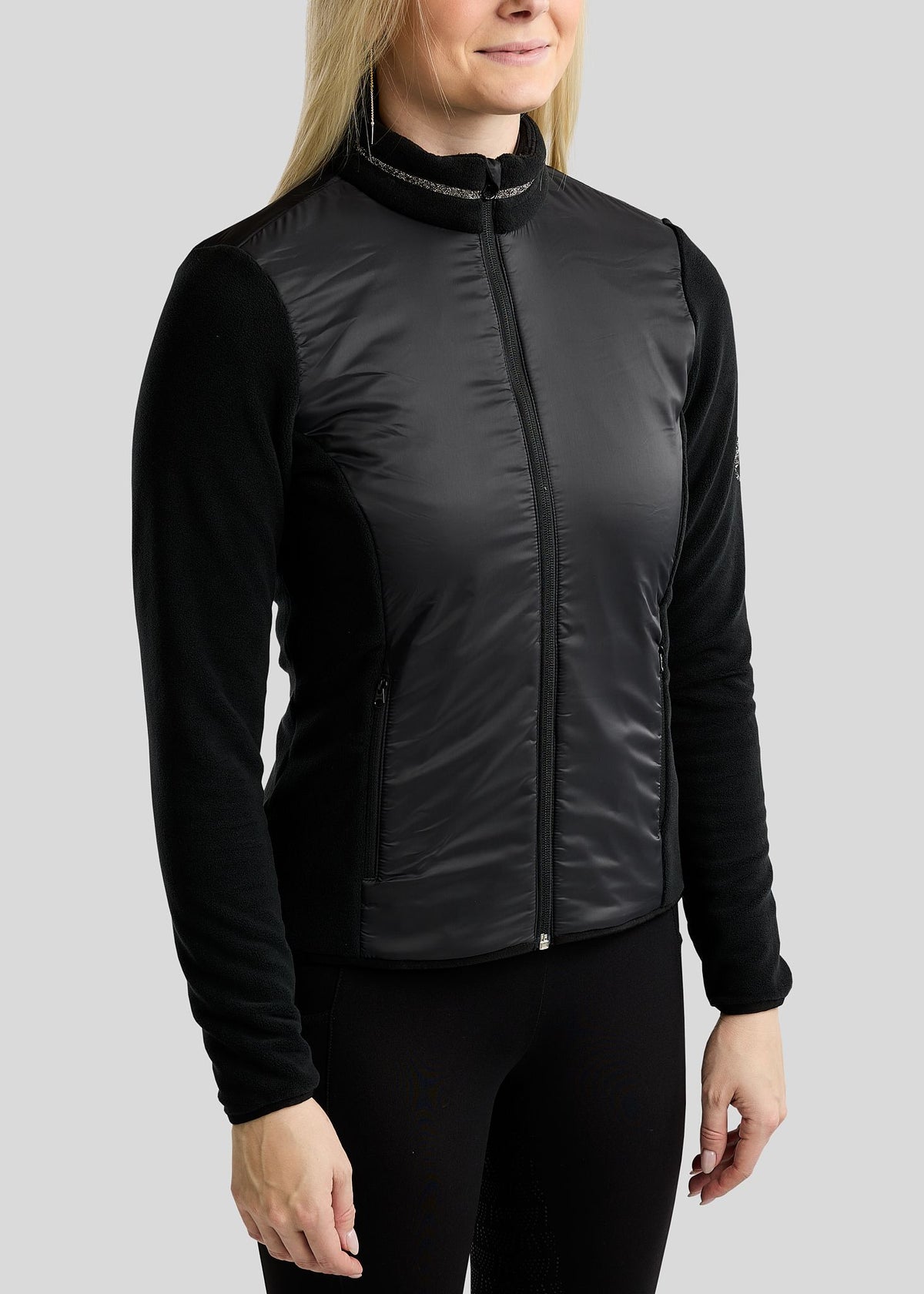 MoEllie Chaqueta Polar con detalles Gun Metal - Negro