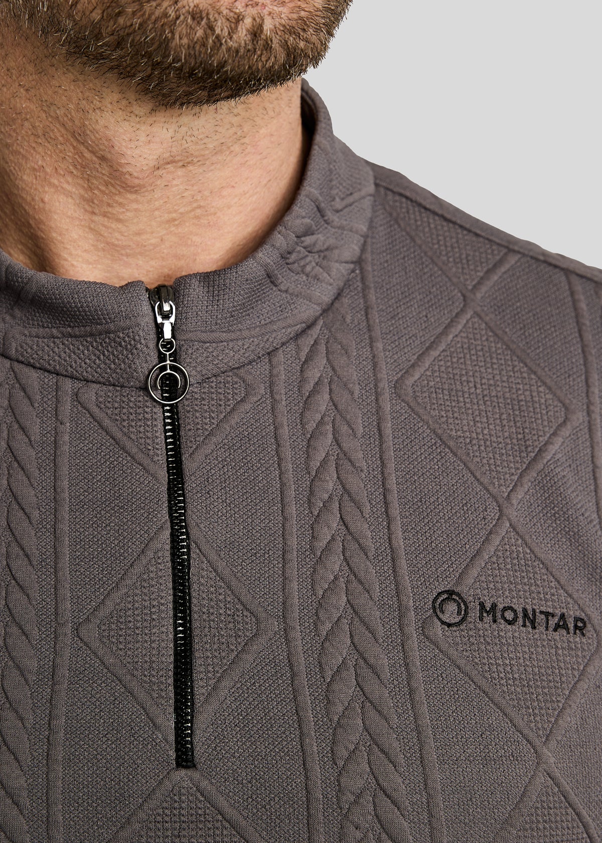 MoJake Jersey de Hombre Punto Trenzado - Gris