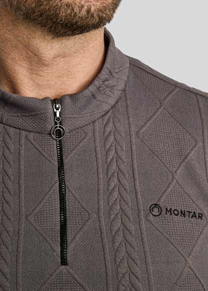 MoJake Jersey de Hombre Punto Trenzado - Gris