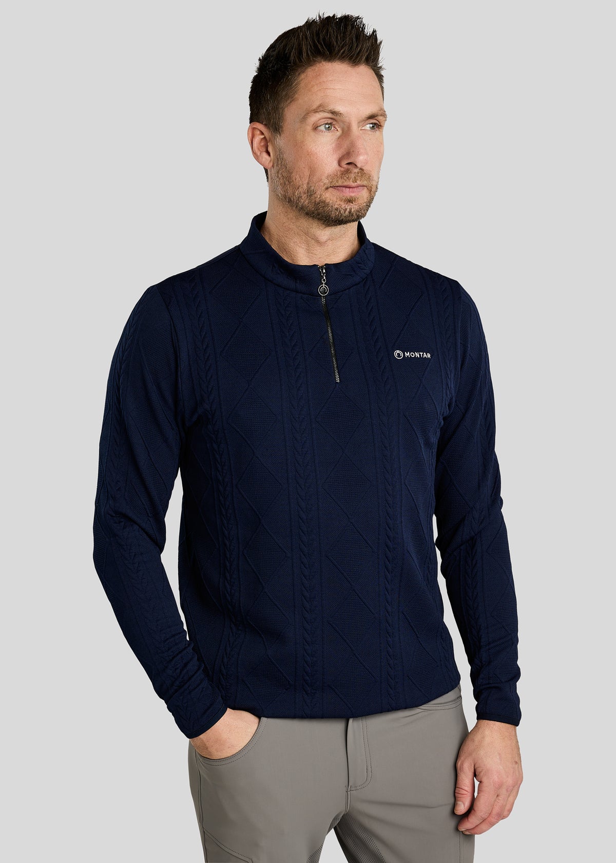 MoJake Jersey de Hombre Punto Trenzado - Navy