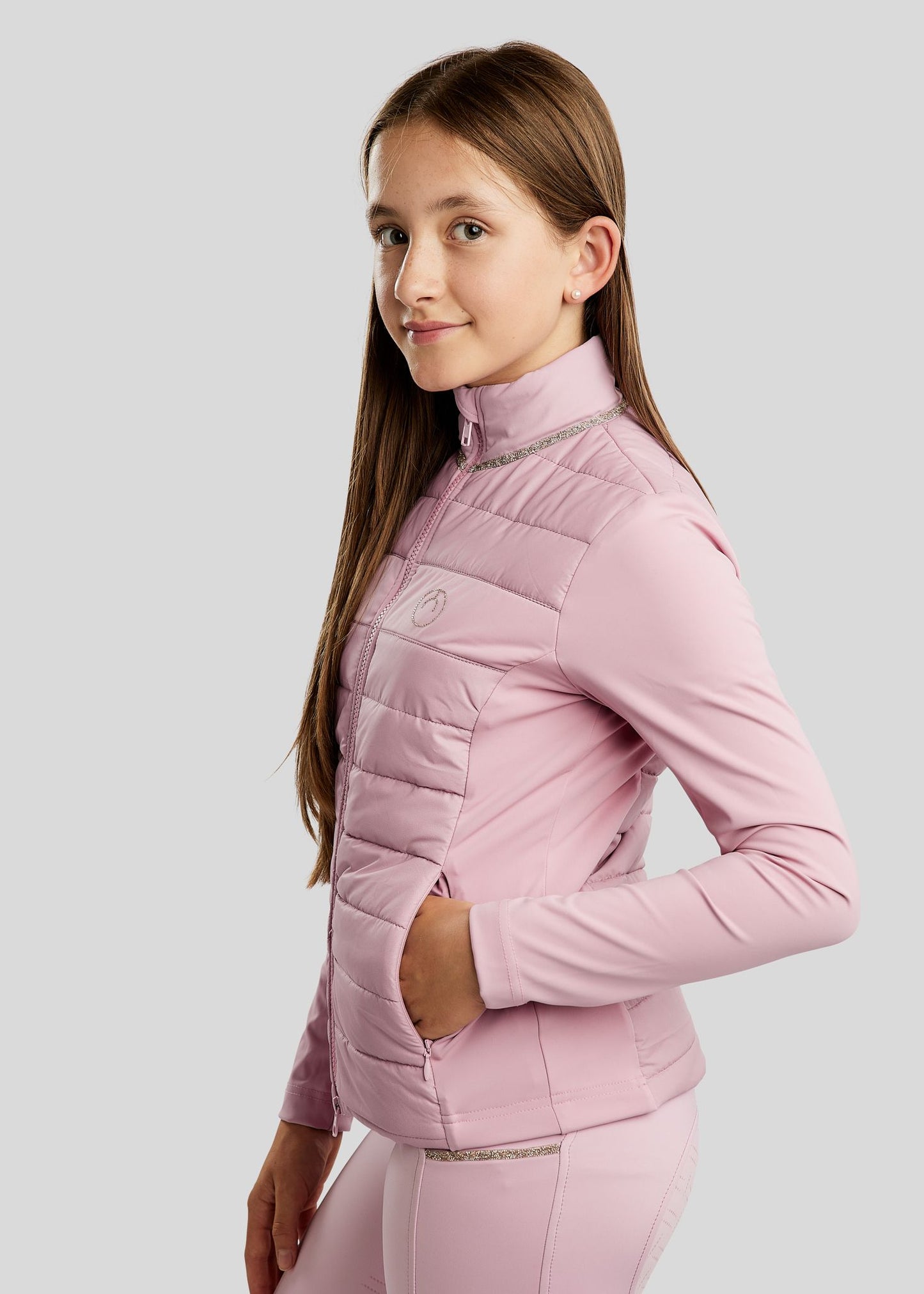 MoLila Junior chaqueta hibrido con detalles Champagne - Candy Pink
